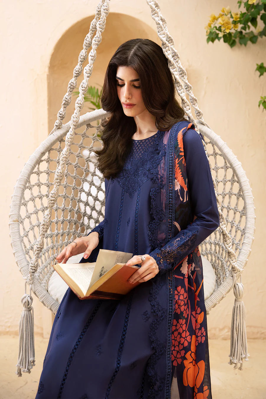 Navy Blue Cambric Cotton Suit