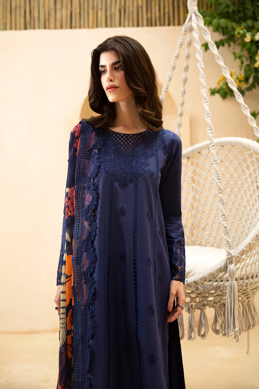 Navy Blue Cambric Cotton Suit