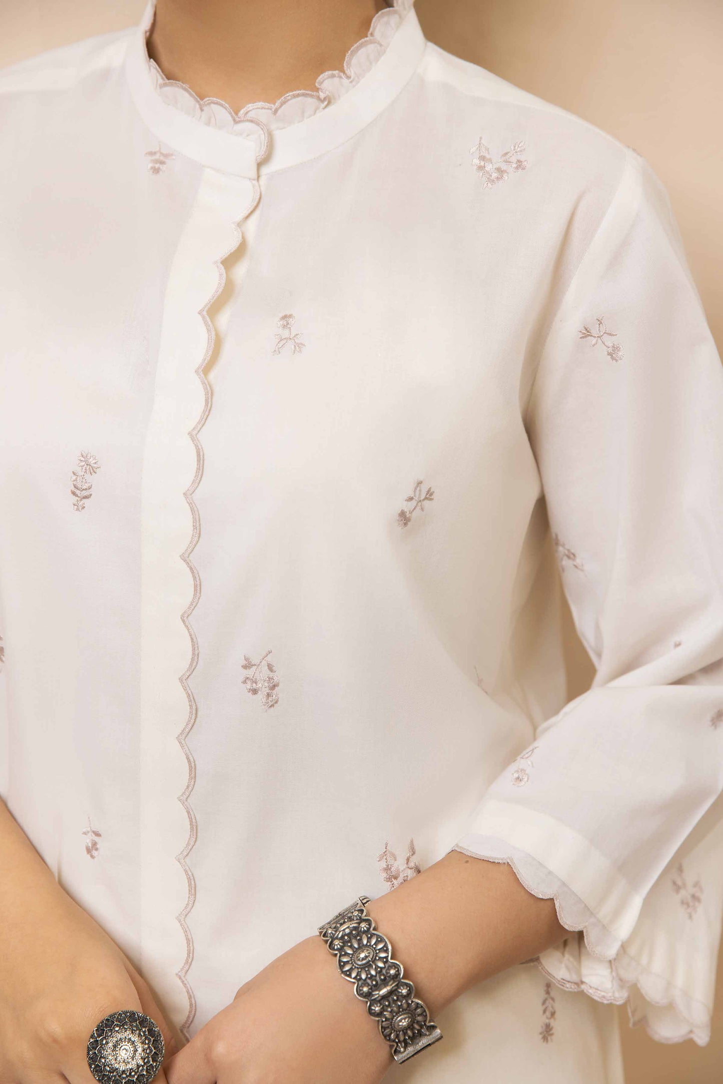 Ivory embroidered suit