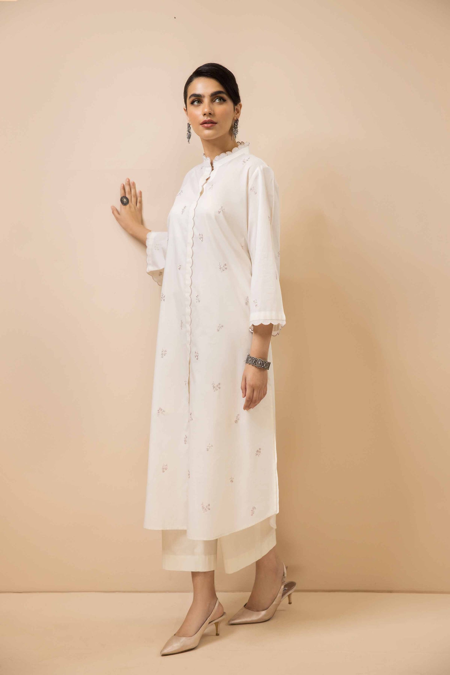 Ivory embroidered suit