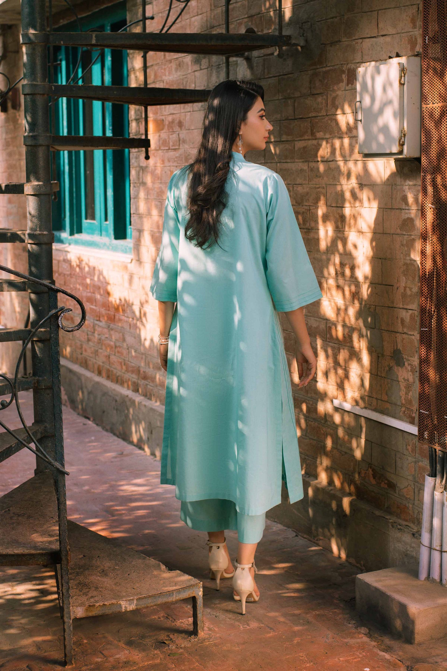 Ferozi embroidered cambric suit