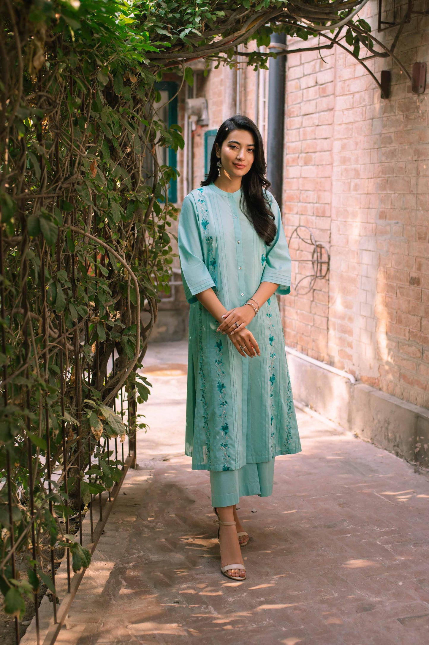 Ferozi embroidered cambric suit