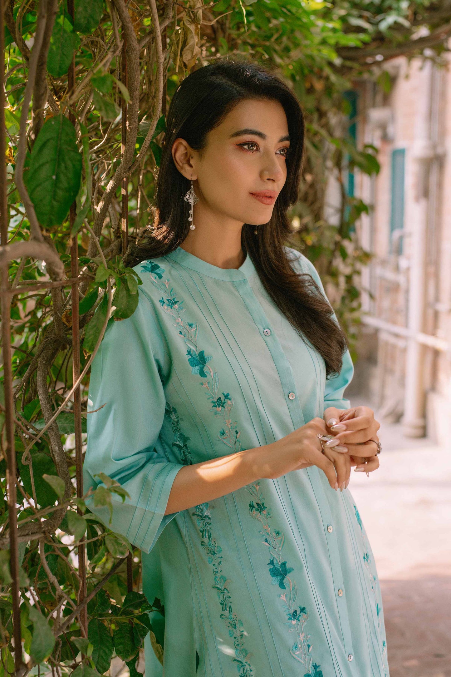 Ferozi embroidered cambric suit
