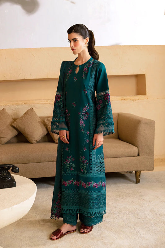 Teal Green Cambric Cotton Suit