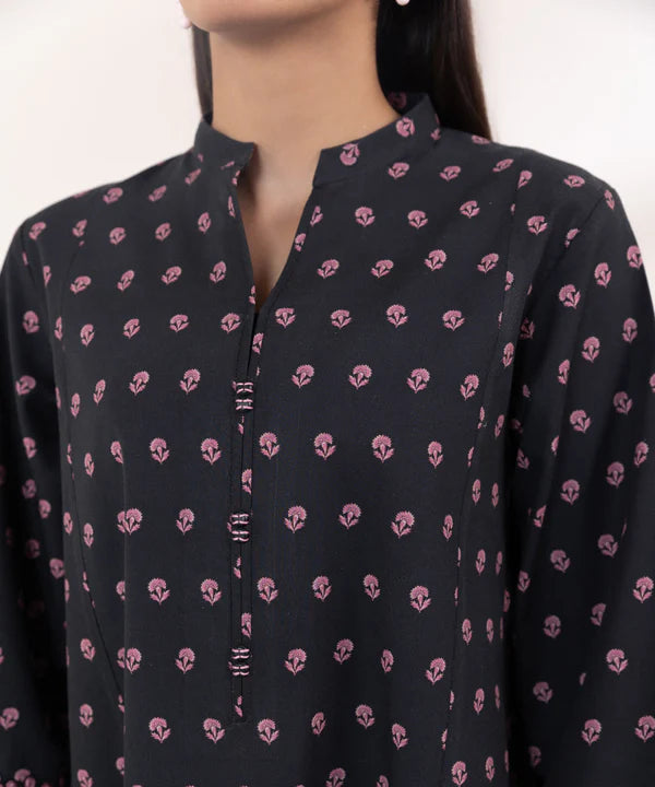 Embroidered Black Cambric Suit