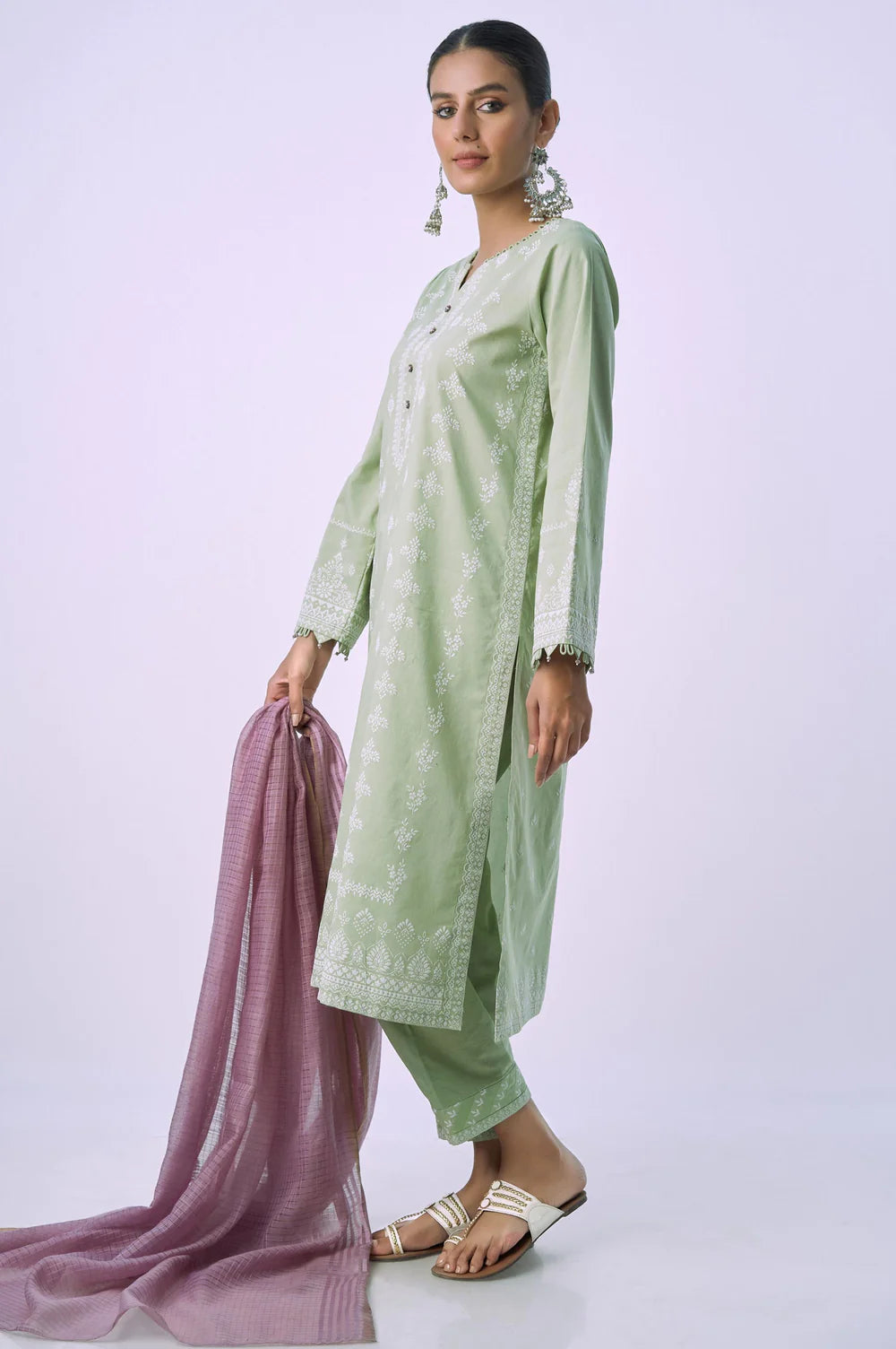 Green Printed Lawn Suit