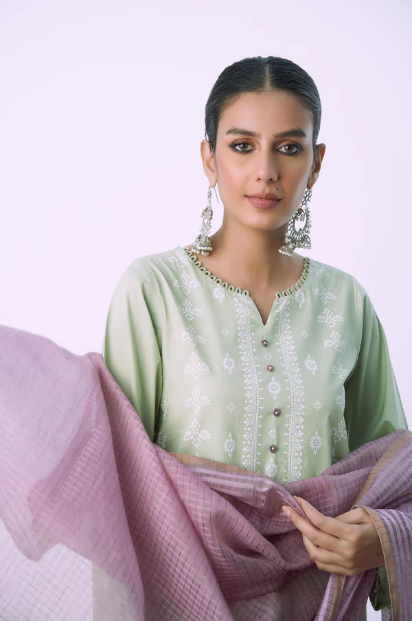 Green Printed Lawn Suit