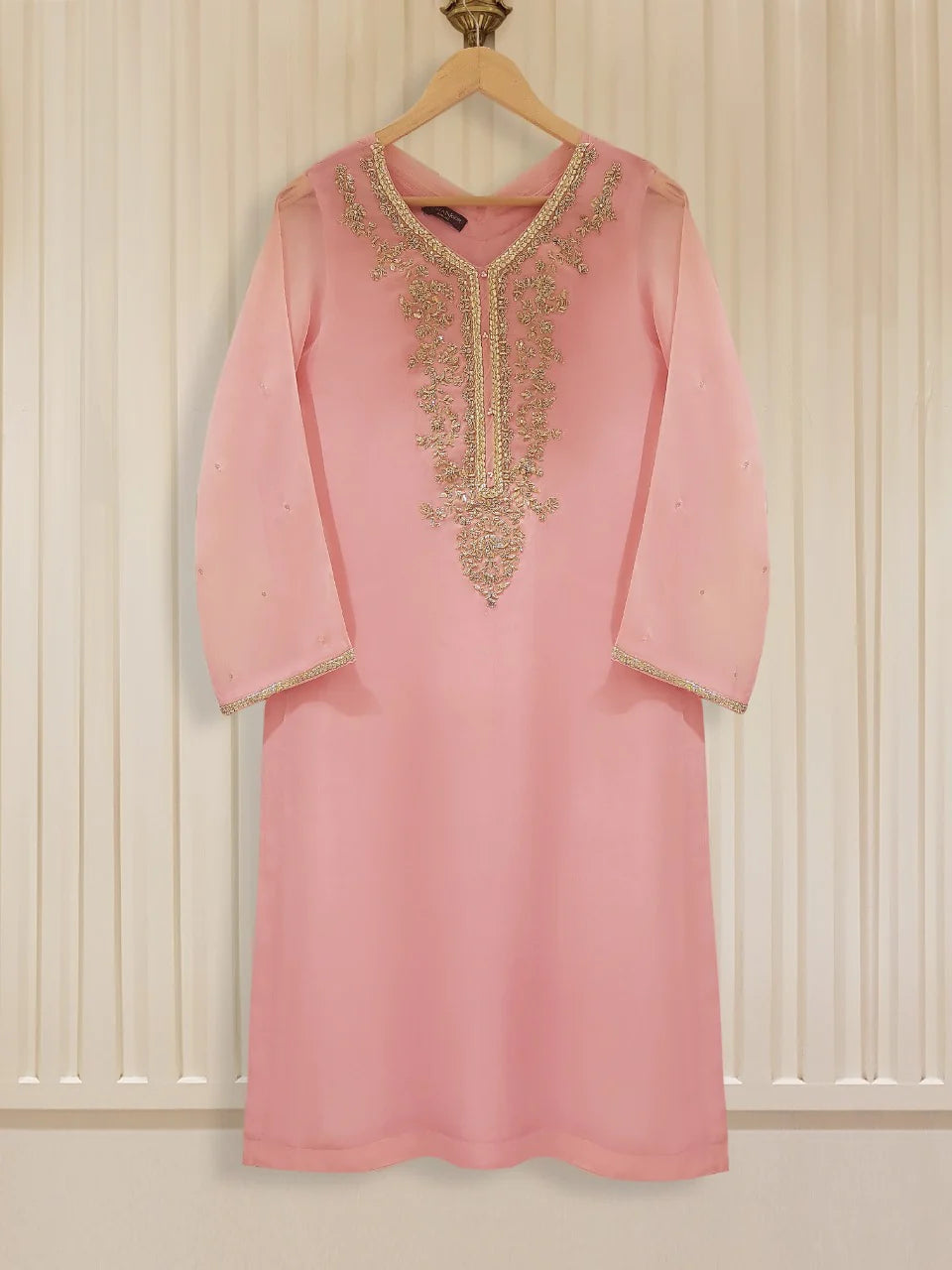 Pink Heavily Embroidered Chiffon Suit