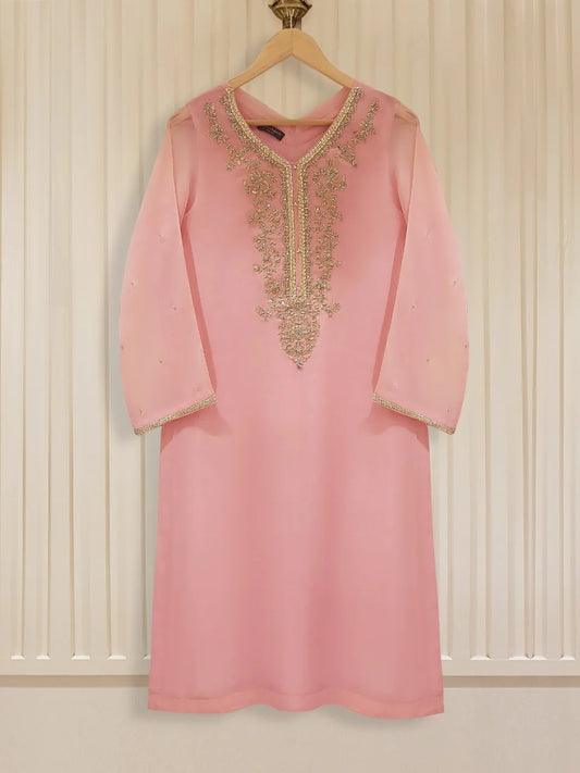 Pink Heavily Embroidered Chiffon Suit