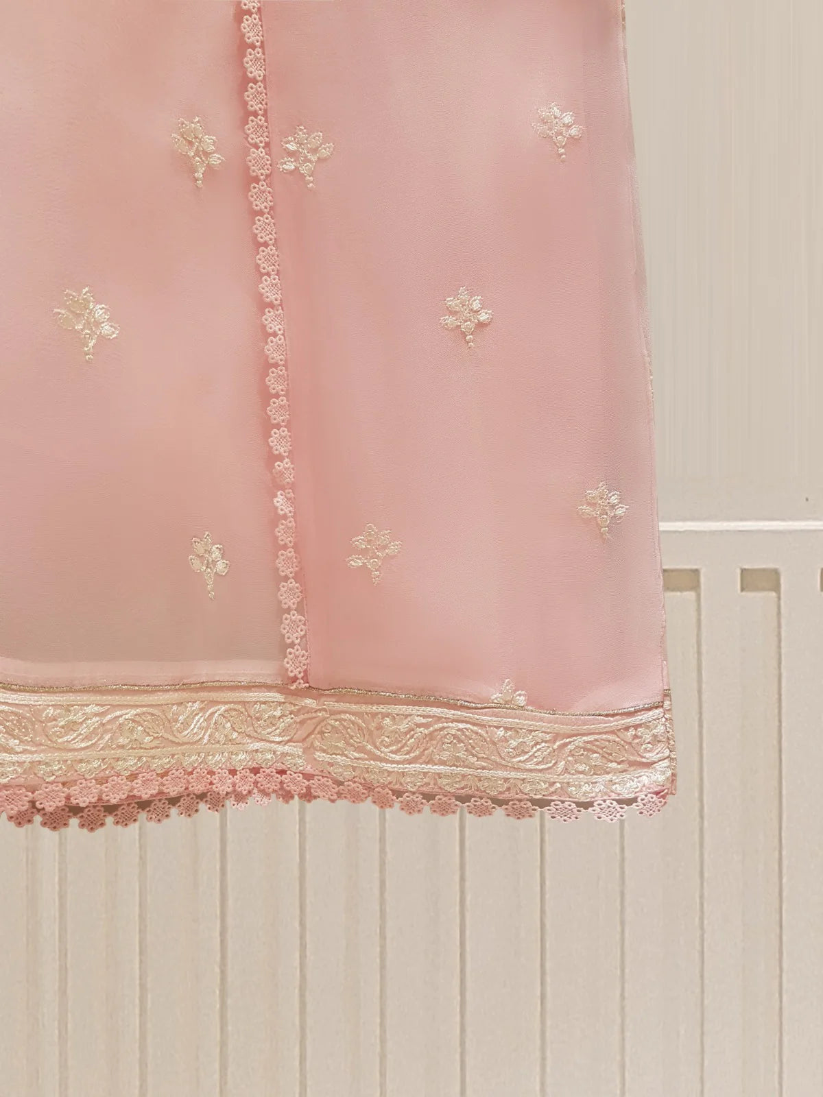 Pink Embroidered Organza Suit