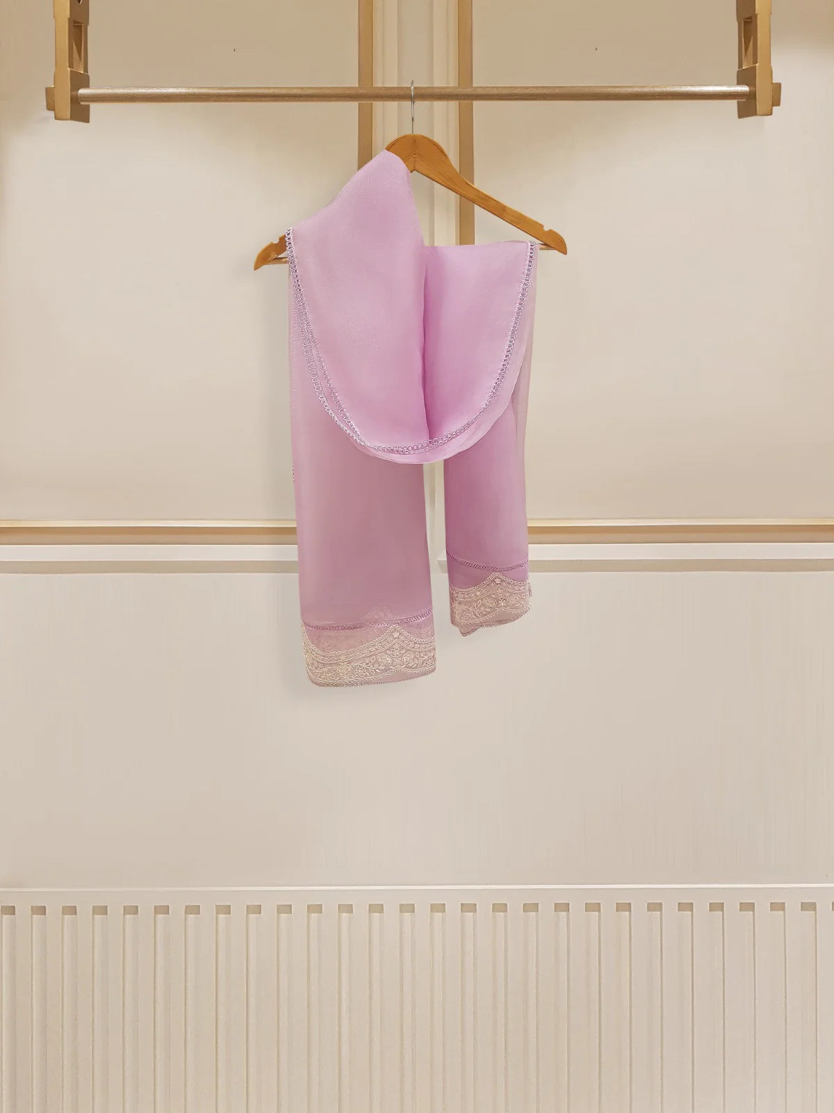 Lilac Heavily Embroidered Organza Suit