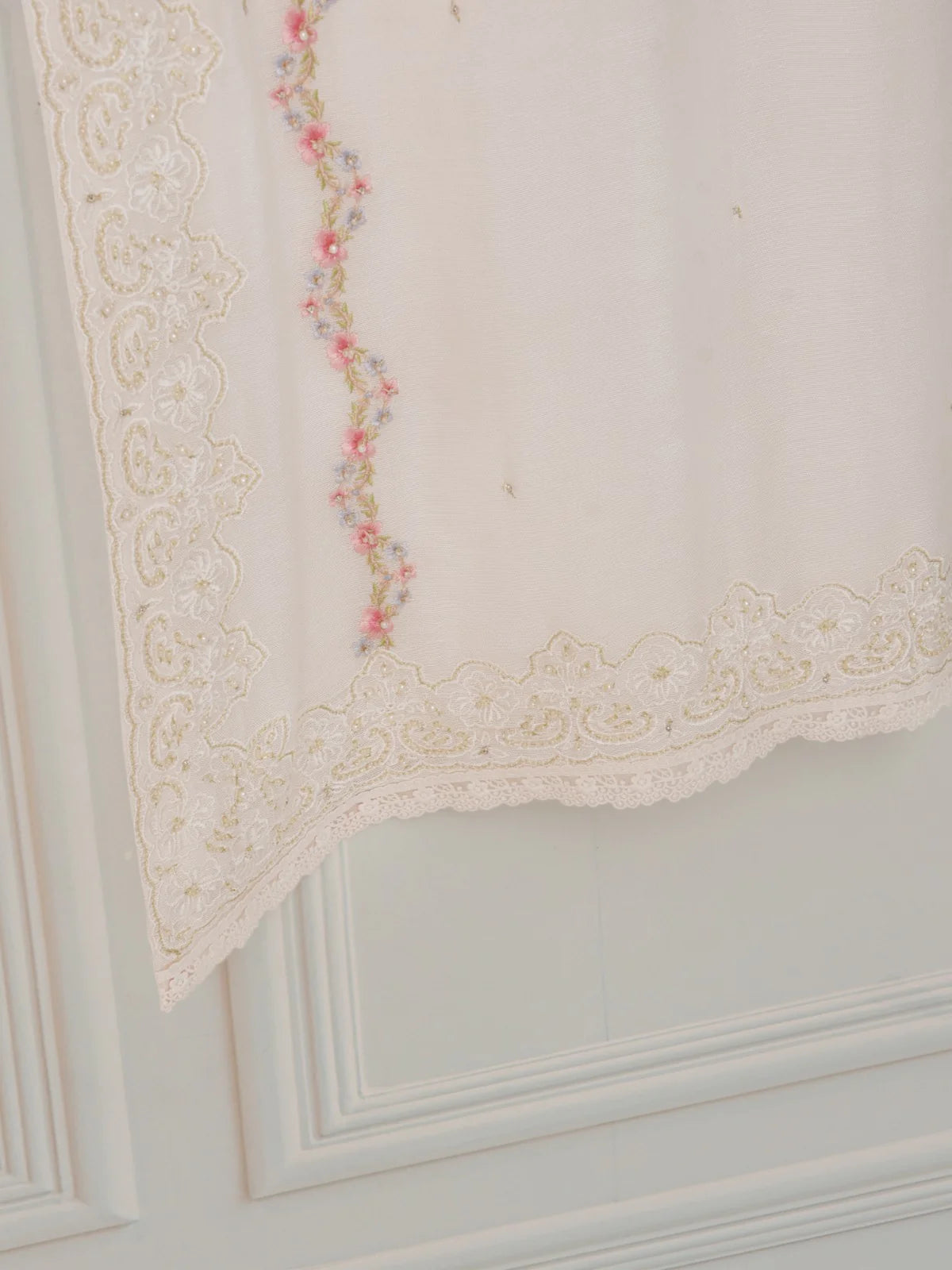 Off-White Heavily Embroidered Cotton Net Suit