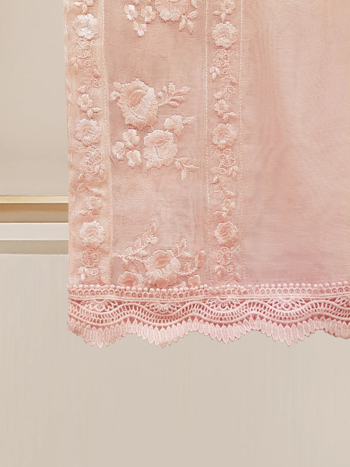 Pink Heavily Embroidered Cotton Net Suit