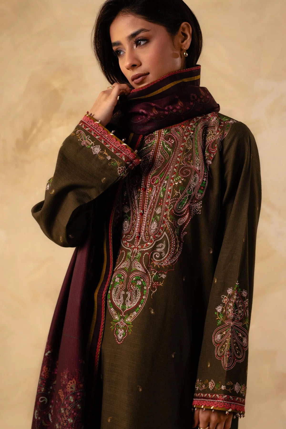 Embroidered Khaddar Suit
