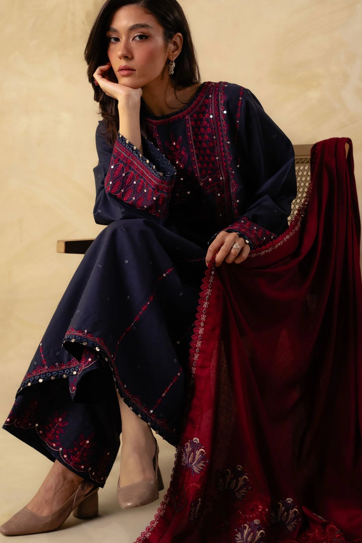 Embroidered Linen Suit