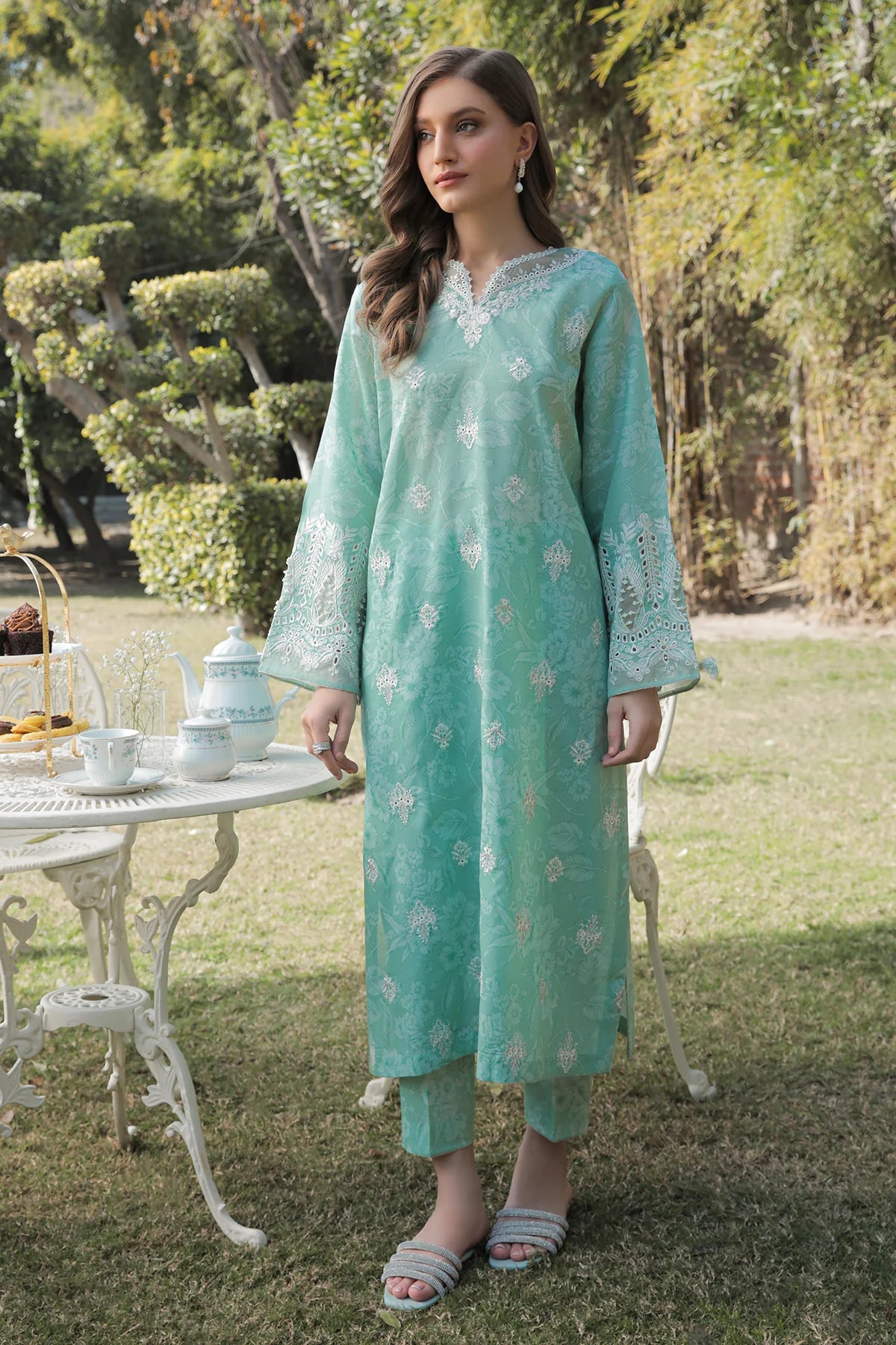 Blue Embroidered Lawn Suit