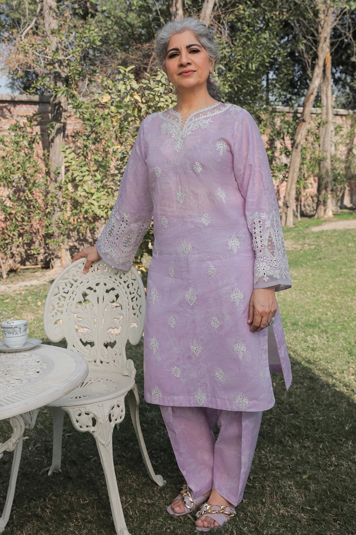 Lilac Embroidered Lawn Suit