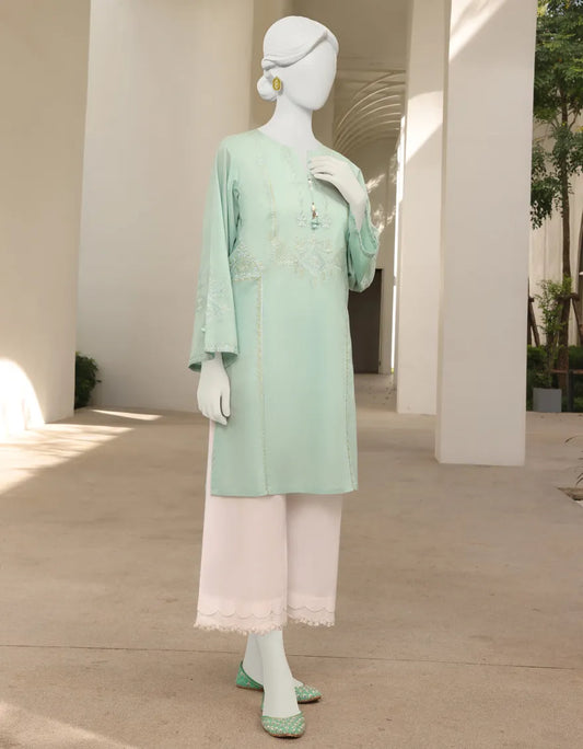 Mint embroidered lawn shirt