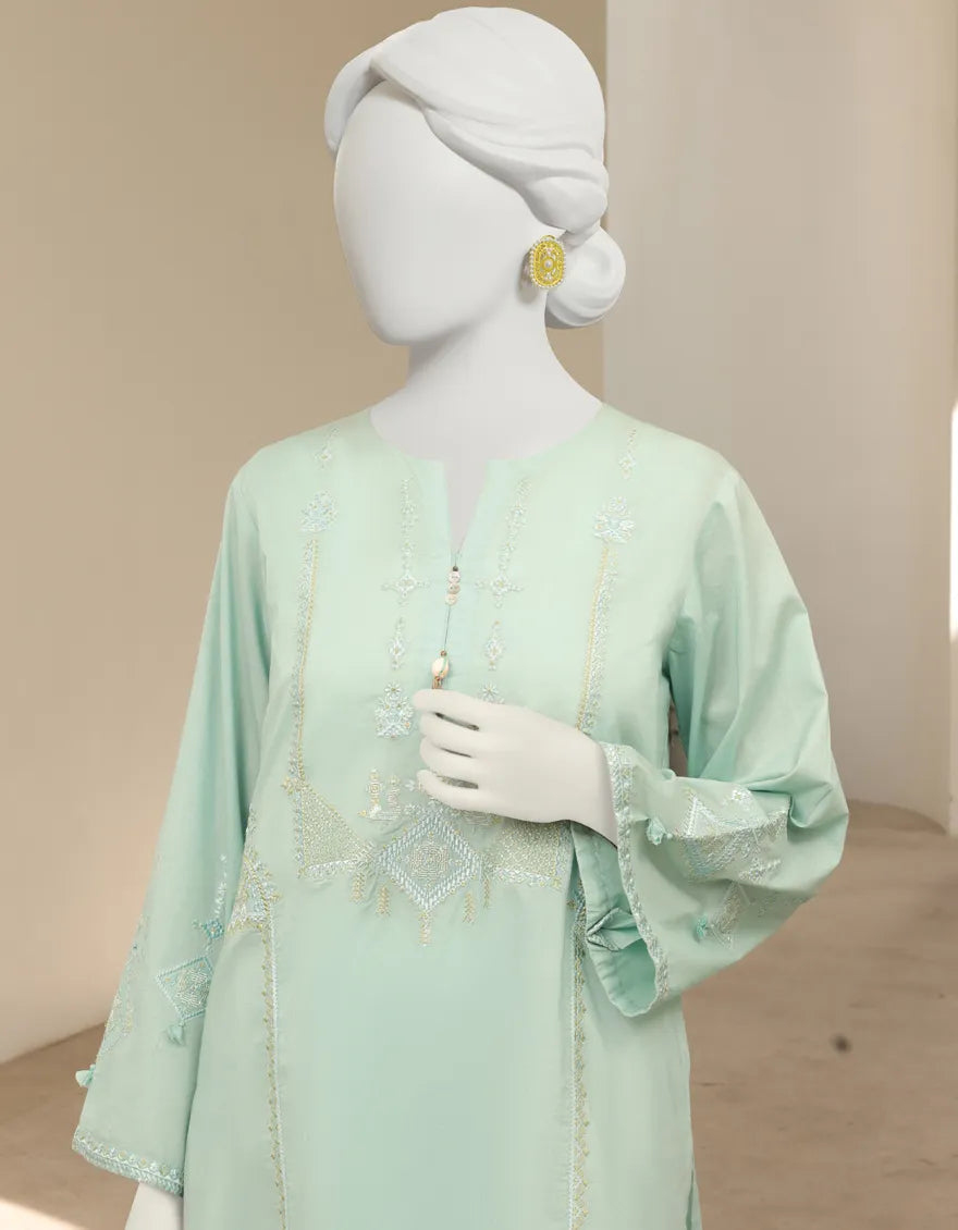 Mint embroidered lawn shirt