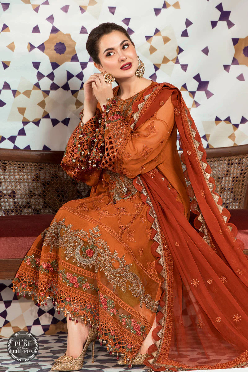 Rust and Olive Green Embroidered Suit