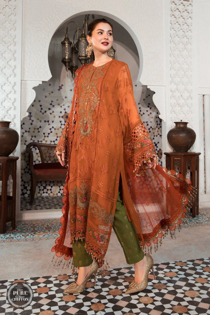 Rust and Olive Green Embroidered Suit