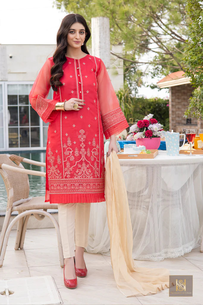 Rosy Embroidered Organza Shirt