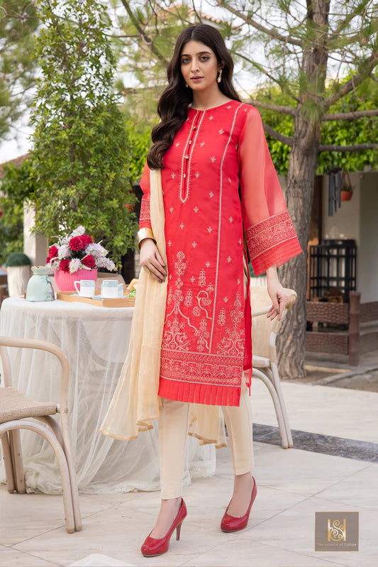 Rosy Embroidered Organza Shirt