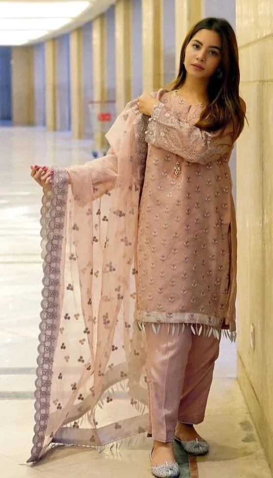 Dusky Pink Embroidered Suit