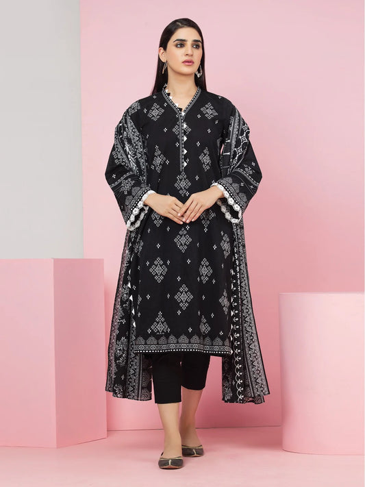 Black Printed Khaddar Suit