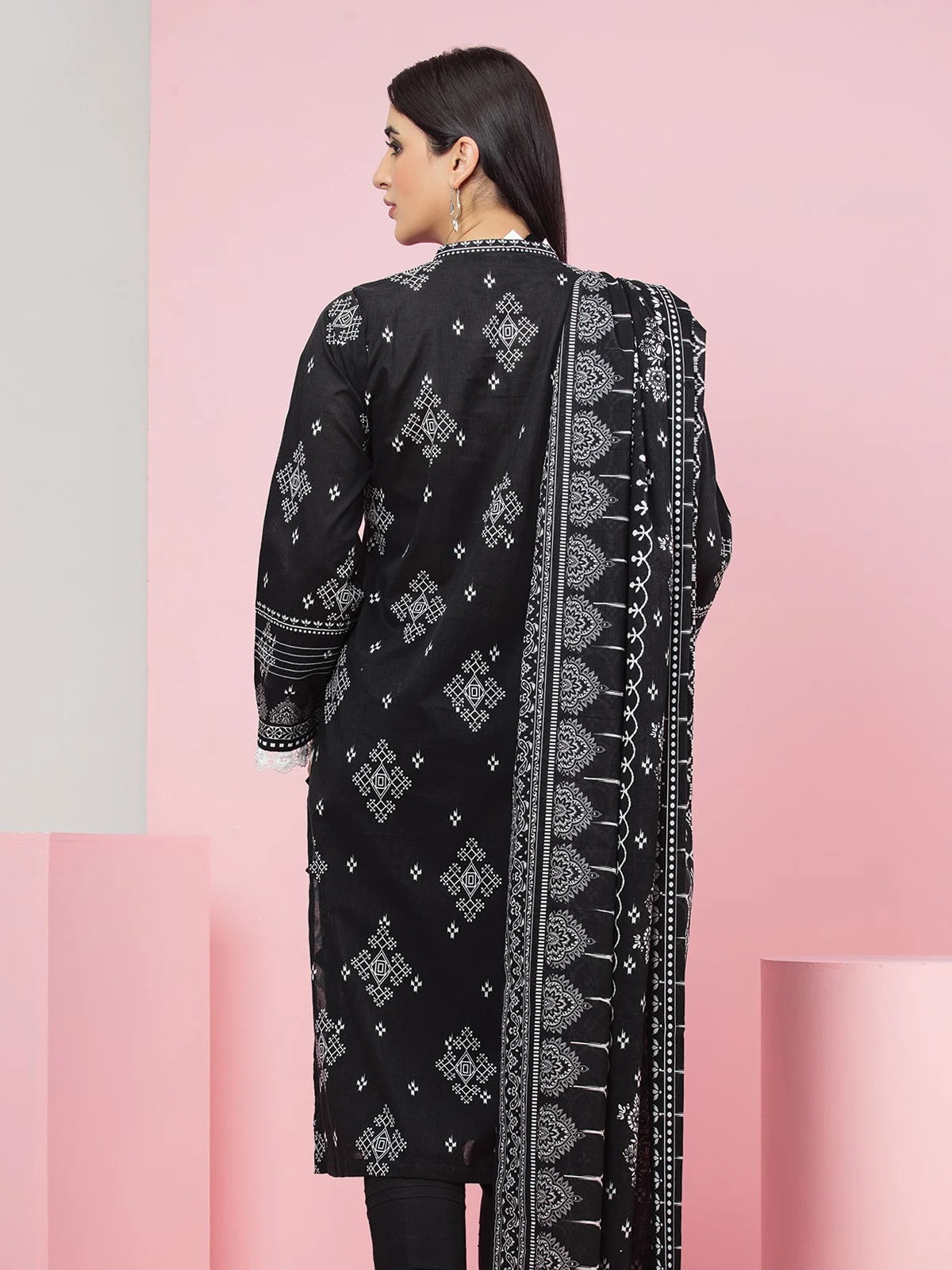 Black Printed Khaddar Suit
