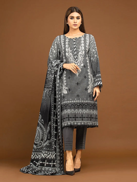 Grey Embroidered Khaddar Suit