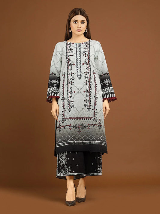 Light Grey Embroidered Khaddar Suit