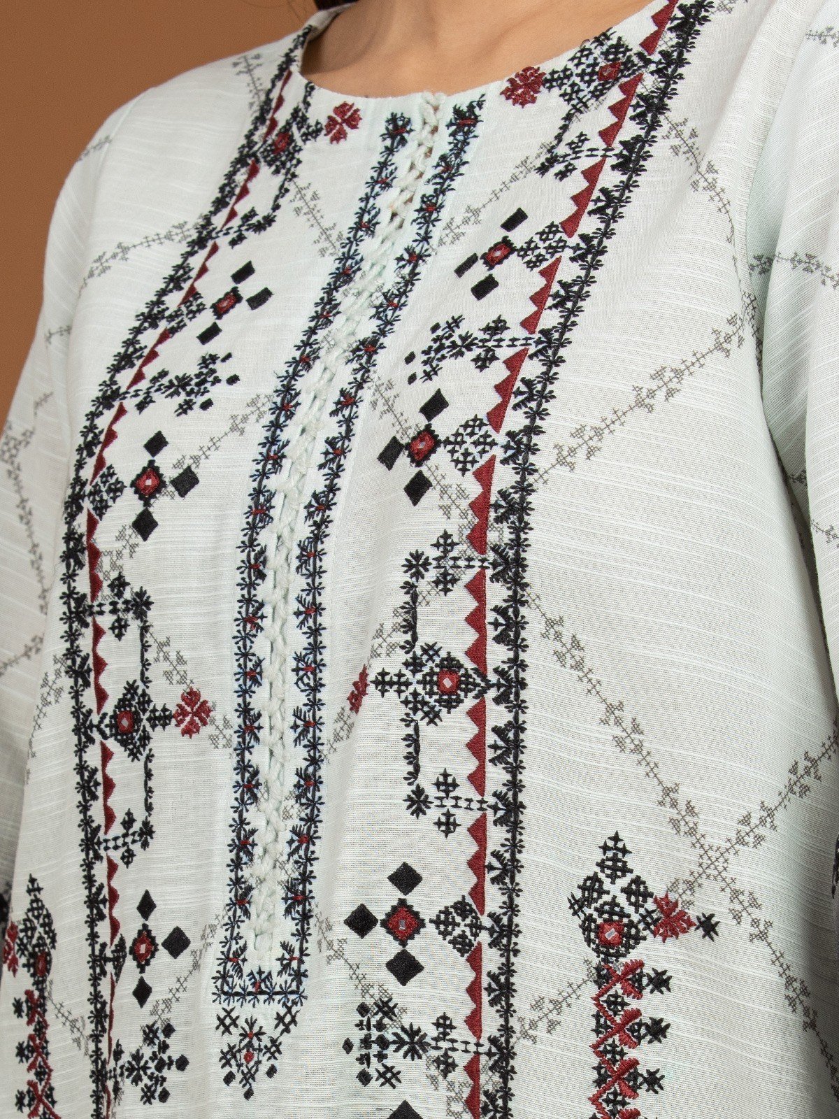 Light Grey Embroidered Khaddar Suit