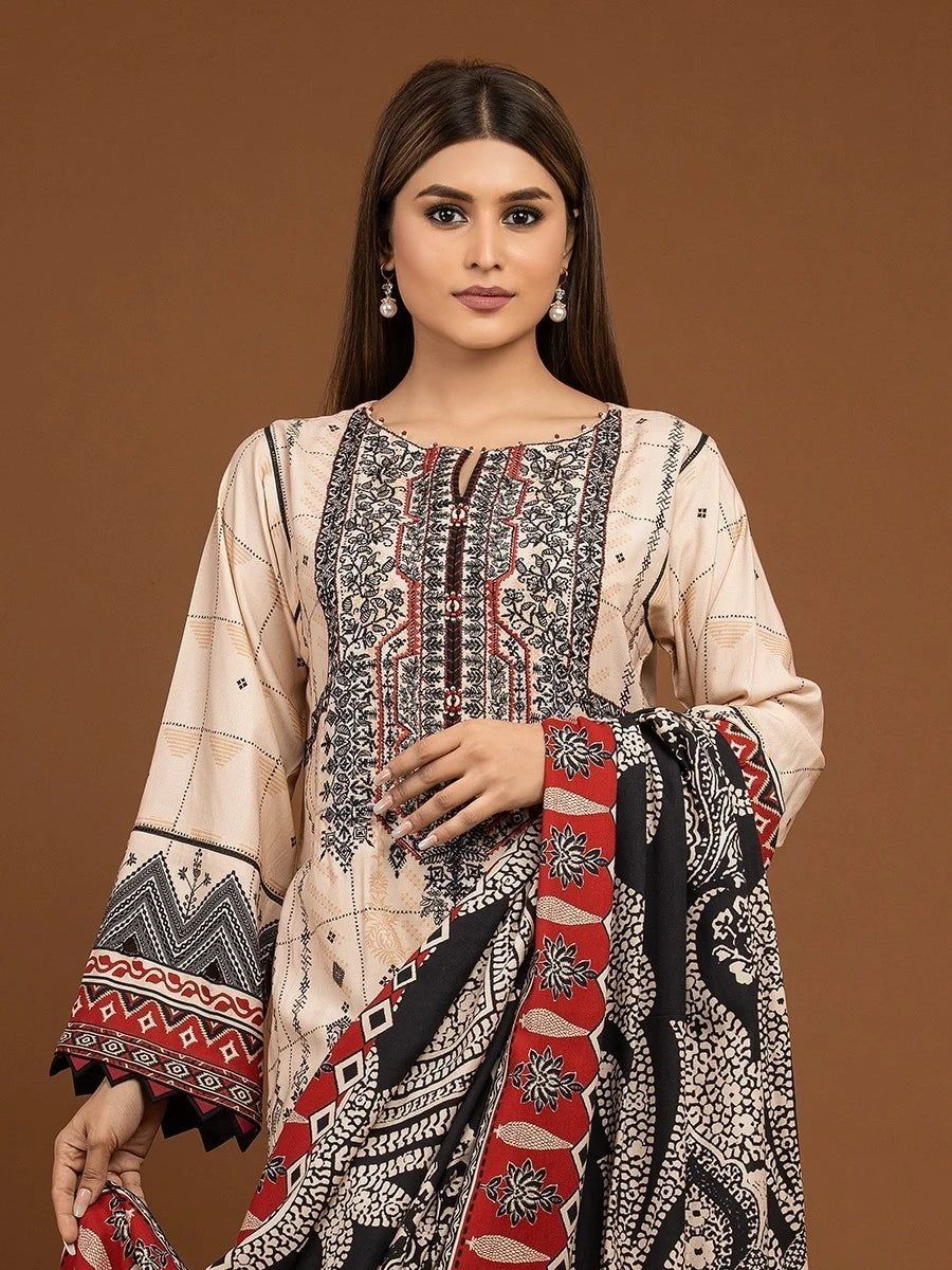 Light Peach Embroidered Linen Suit