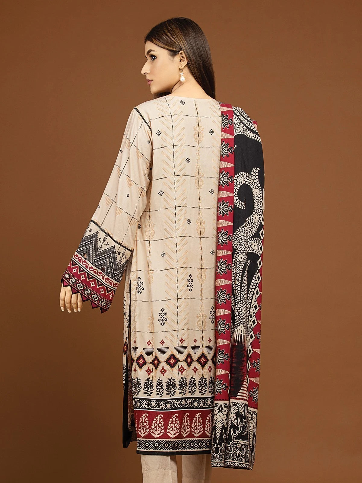 Light Peach Embroidered Linen Suit