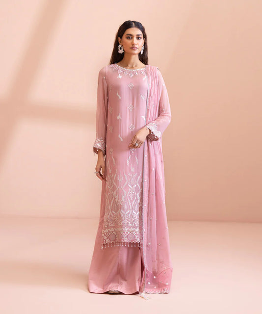 Blush Pink Embroidered Chiffon Suit