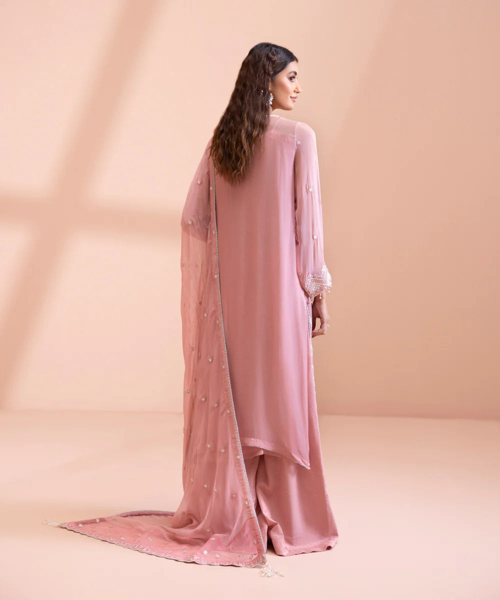 Blush Pink Embroidered Chiffon Suit