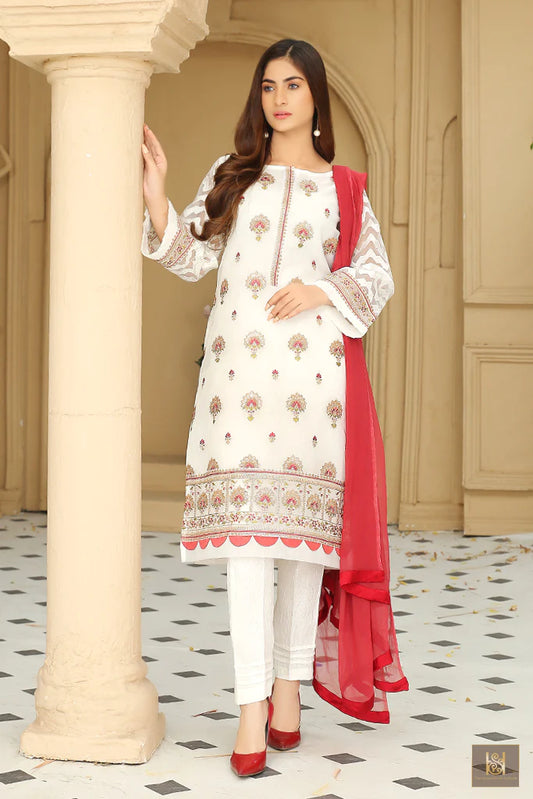 White Embroidered Organza Shirt