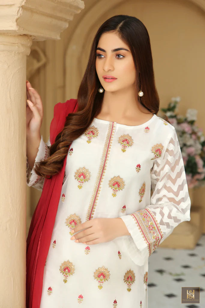 White Embroidered Organza Shirt