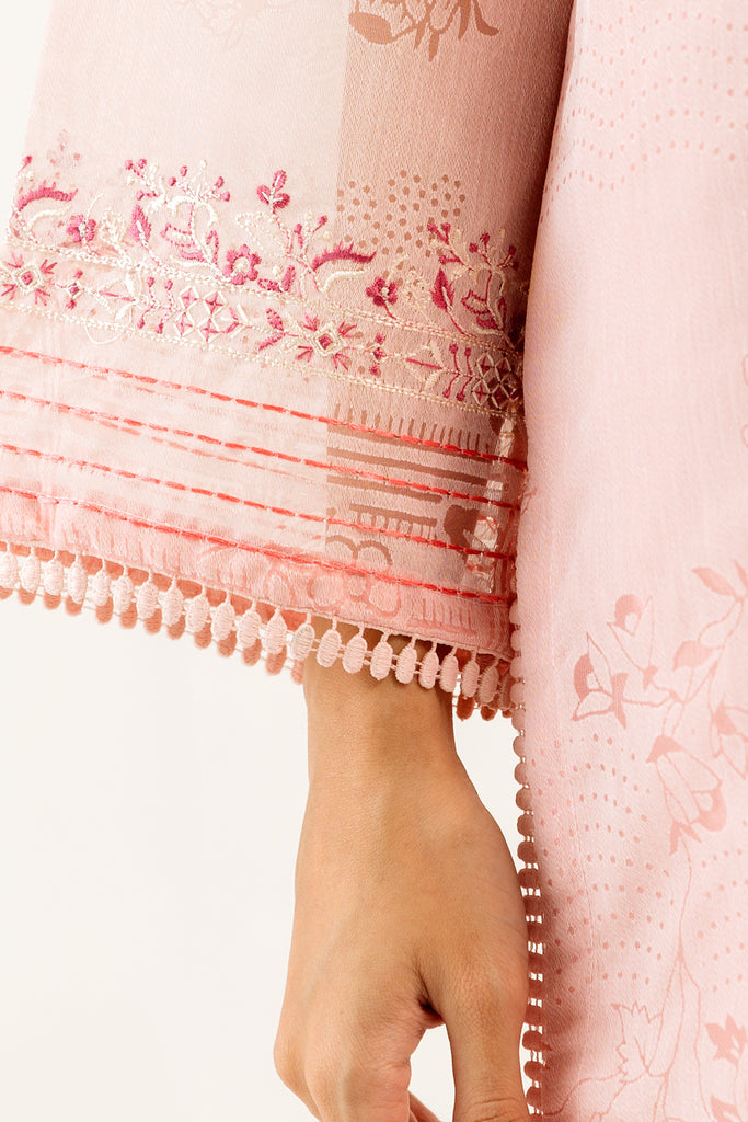 Patterned Pink Organza Suit