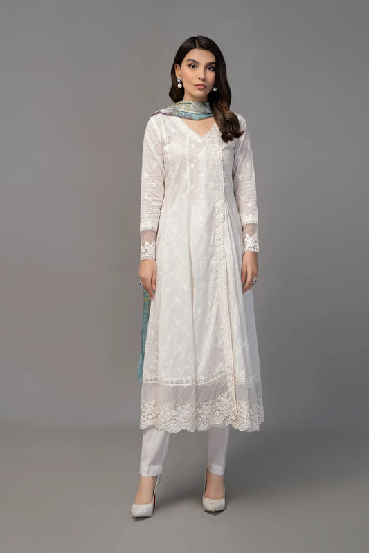 White Angrakha Frock with Trouser