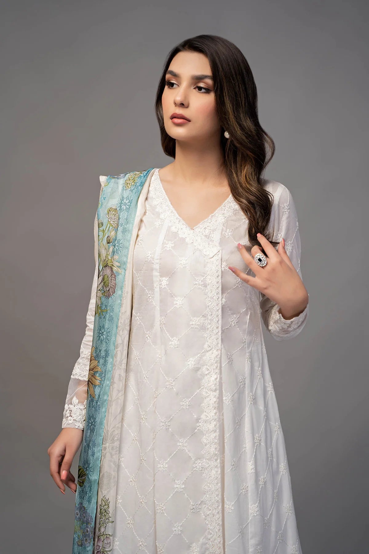 White Angrakha Frock with Trouser