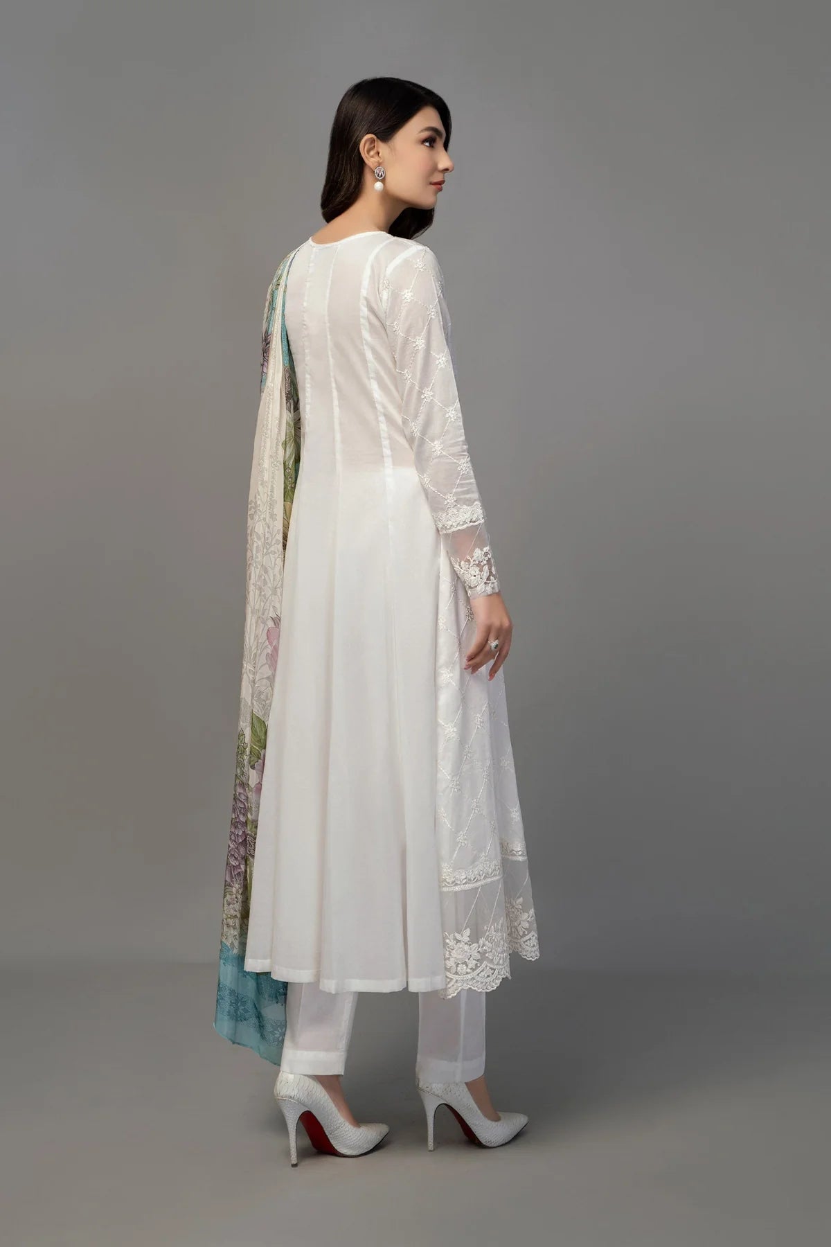 White Angrakha Frock with Trouser