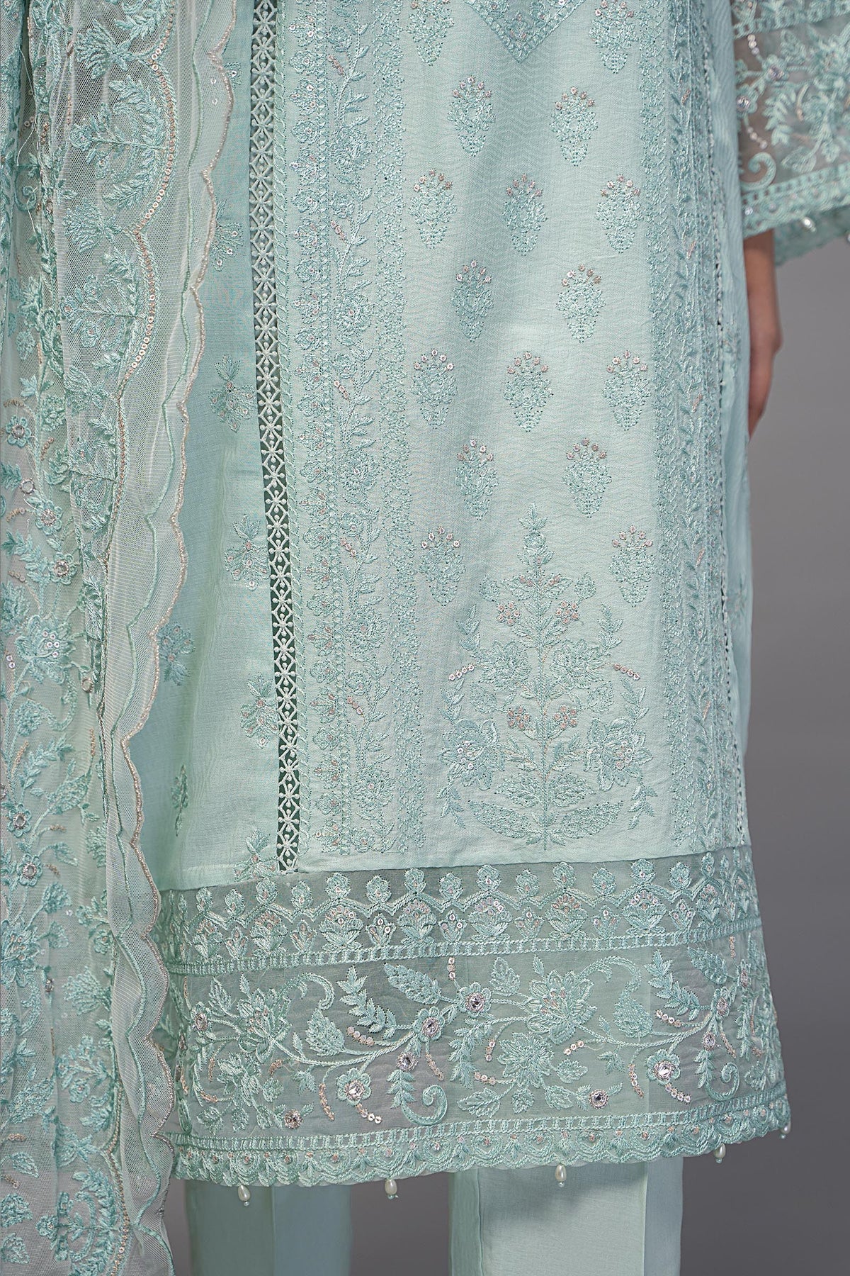 Blue Embroidered Shirt with Trouser