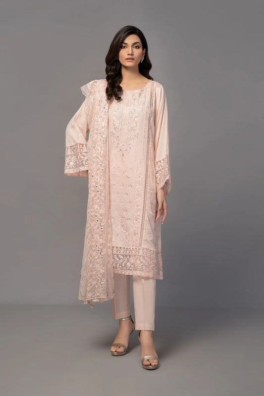 Peach Embroidered Shirt with Trouser