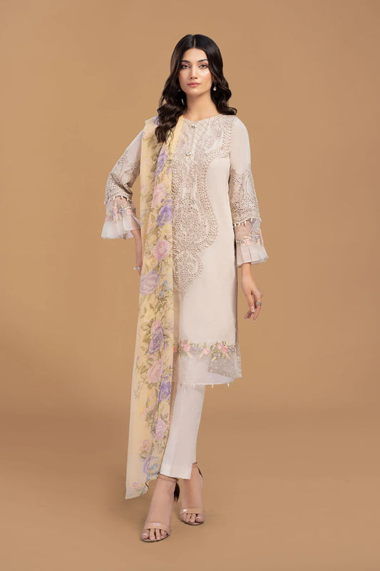 Off-White Embroidered Shirt with Trouser