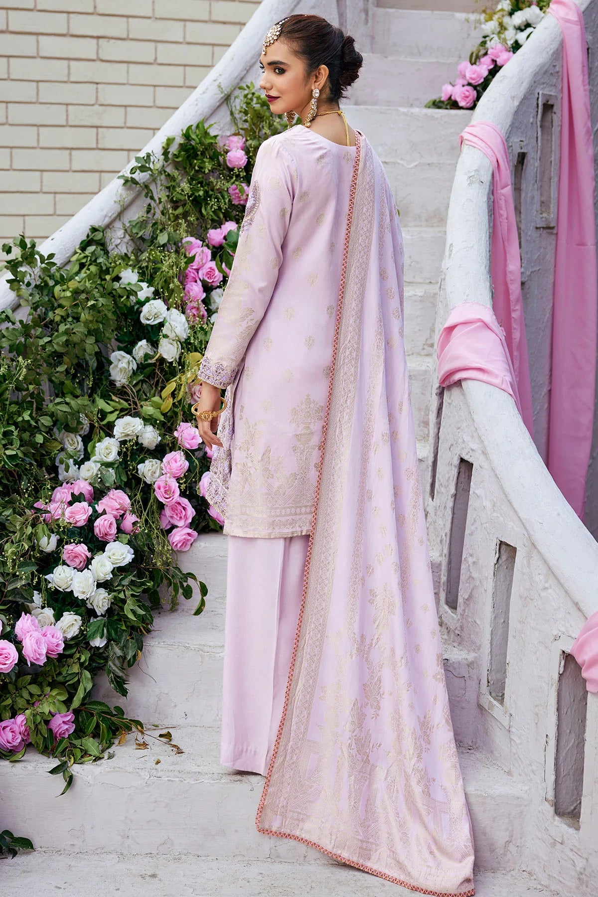 Lilac Embroidered Jacquard Suit