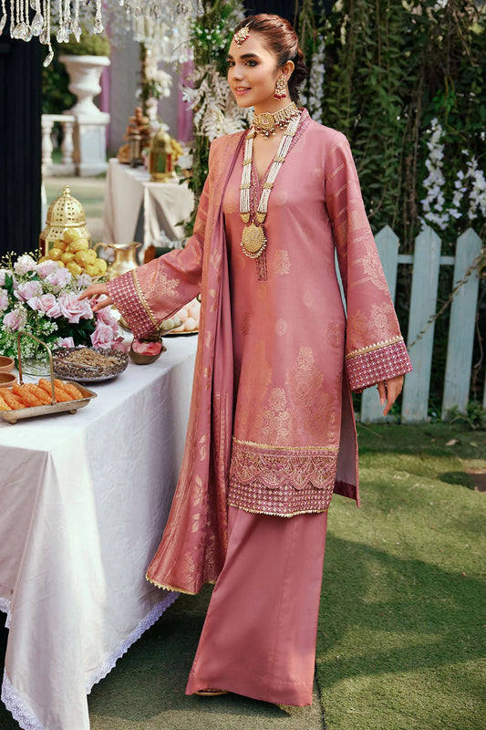Pink Embroidered Jacquard Suit