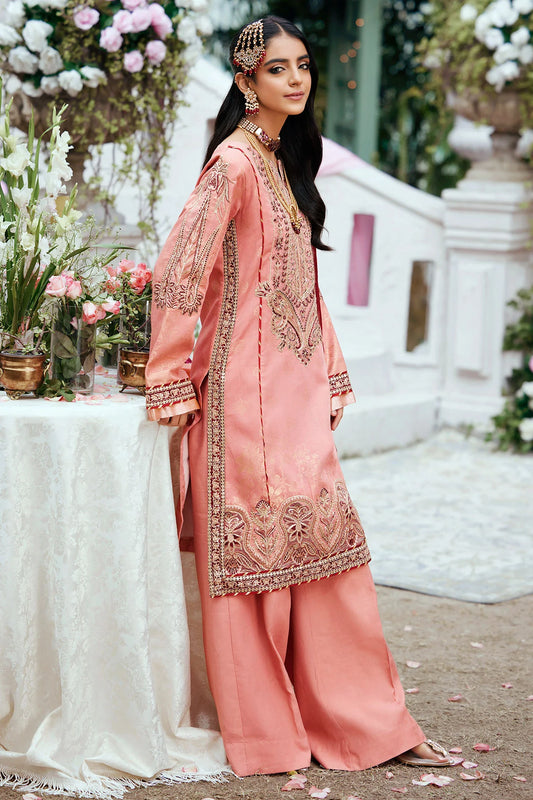 Pink Embroidered Jacquard Suit