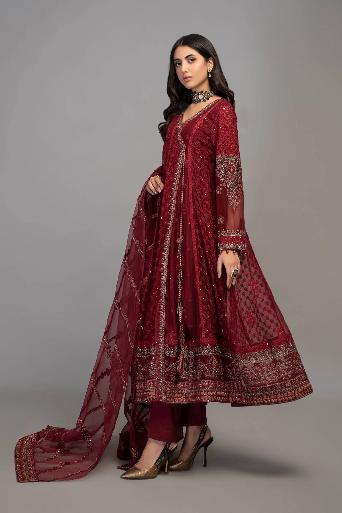 Red Angrakha Frock